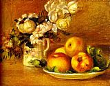 Pierre Auguste Renoir Canvas Paintings - Apples and Flowers (Les pommes et fleurs)